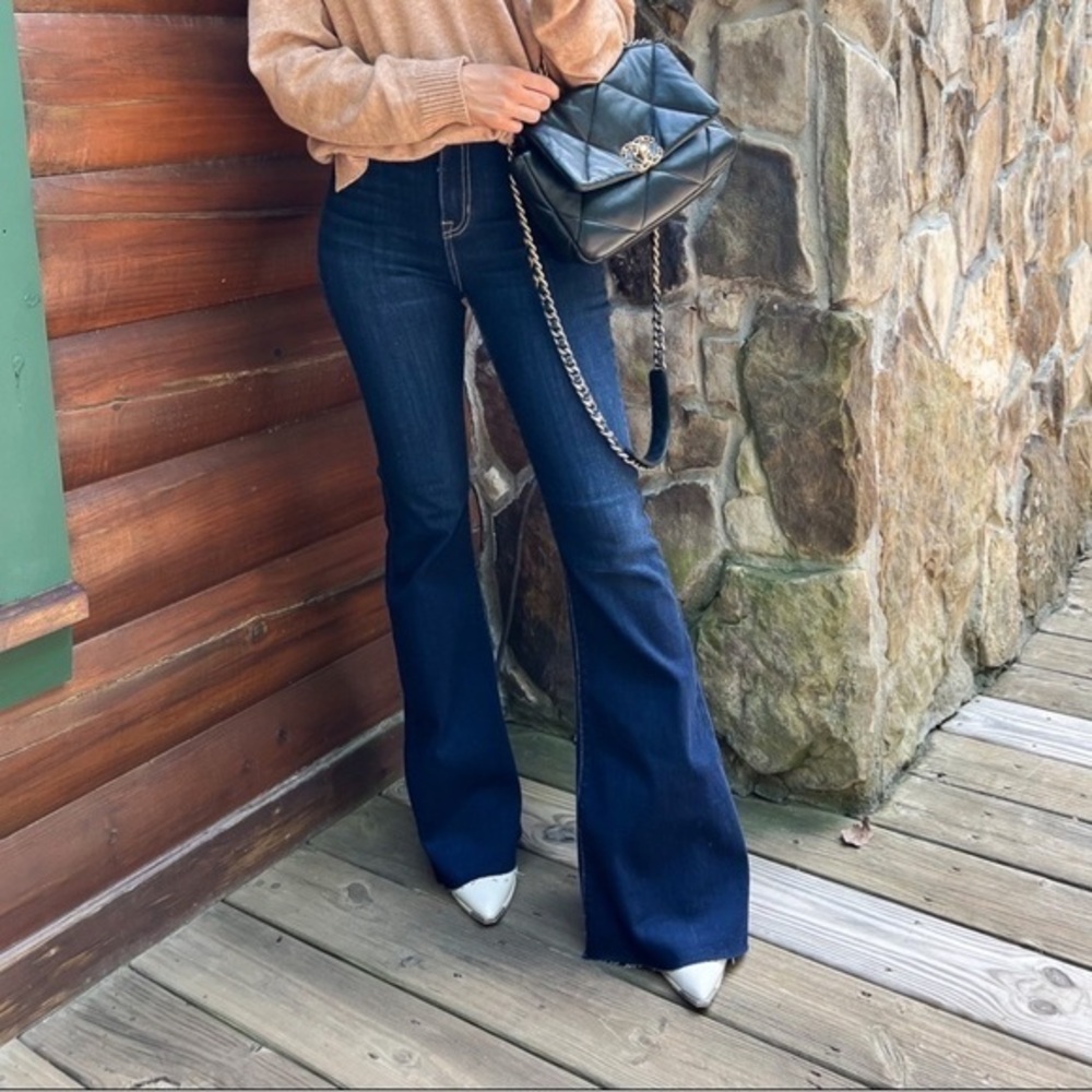 Dark blue flare jeans
